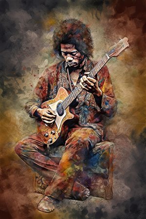 AI-generated illustration of Jimi Hendrix
